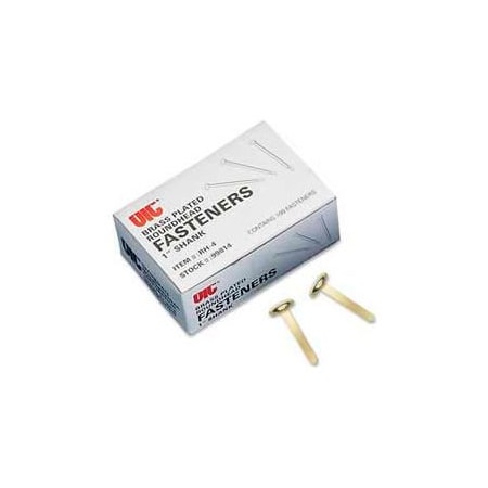 Officemate International Officemate Round Head Fastener, 1" Length Shank, 3/8" Head, Brass Plated, 100/Box 99814